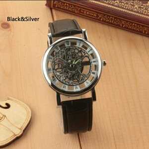 新品　スケルトン 　腕時計　ブラック　シルバー　9