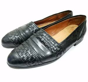  стоимость доставки 710 иен ~F.lli SCAFORA кожа вязаный Loafer примерно 26.5cm черный туфли без застежки чёрный f Latte li* шарф .la сетка flateli