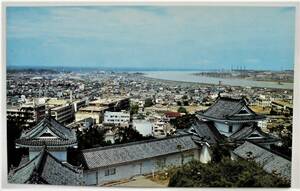 * Showa era 40 period large size picture postcard * Wakayama castle 6 sheets sack attaching * heaven .. from urban area. one part ... river .../ other * leaf paper size :19.3cm×12cm*