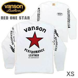 VANSON / バンソン 長袖Ｔシャツ VLS-11「RED ONE STAR」サイズXS　レッドワンスター　ホワイト　モトブルーズ別注