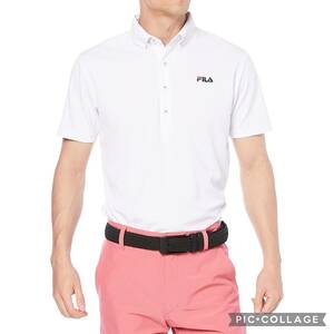 新品 フィラ ゴルフ 半袖 ポロシャツ LLサイズ 白 ホワイト 741-679 吸汗速乾 UVカット 税込8,690円 メンズ ゴルフウェア ゴルフシャツ