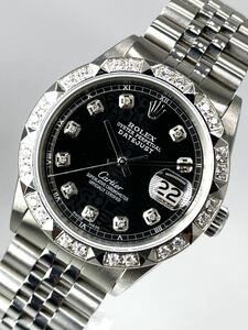【1年保証】 ロレックス　デイトジャスト　ブラックジュビリー文字盤　天然ダイヤモンド 極美品　腕時計　自動巻き　メンズ　36mm　1601