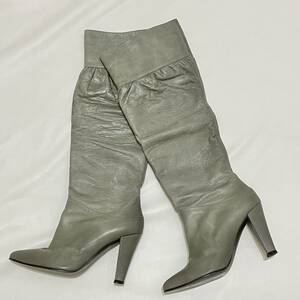  Hsu koma bo knee suecomma bonnie comb . comb . leather boots gray,