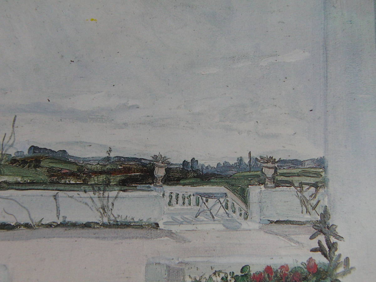 藤田嗣治, ｢La Terrasse ensoleillee a la Bousarea, Alger｣, 希少画集の額装画, 人気作品, オーダーマット付･日本製新品額入り, 送料無料, 絵画, 油彩, 自然, 風景画