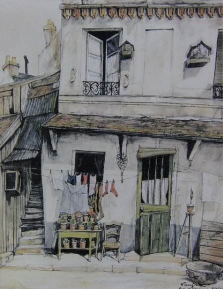 Tsuguharu Foujita, Rue d'Arsonval, Peintures encadrées tirées de livres d'art rares, Œuvres populaires, Livré avec un passe-partout personnalisé et un tout nouveau cadre japonais, livraison gratuite, Peinture, Peinture à l'huile, Nature, Peinture de paysage