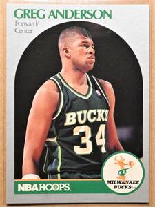 GREG ANDERSON (グレッグ・キャデラック・アンダーソン) 1990 NBA HOOPS トレーディングカード 【90s BUCKS ミルウォーキーバックス】