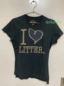 未使用タグ付★I　LITTER Ｔシャツ+巾着★46サイズ★墨黒★日本製ライカ★VivienneWestwood MAN★ヴィヴィアンマン