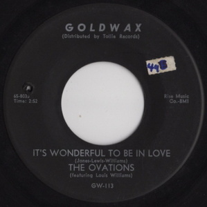 The Ovations【US盤 Soul 7" Single】 It's Wonderful To Be In Love / Dance Party (Goldwax GW-113) 1965年 / Sam Cooke 