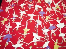 【京わぎれ】正絹 長襦袢はぎれ バレリーナ 赤地 替え袖用2.2m②_画像2