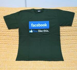 フェイスブック★facebook★おもしろジョークＴシャツ★ギャグＴシャツ★モスグリーン★XＬサイズ★緑★コットン100％★激安★