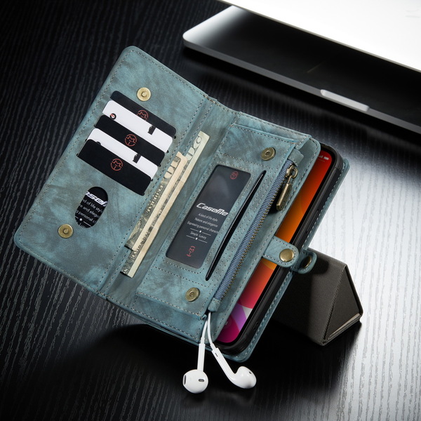 iPhone 12 Pro Max ケース アイフォン 12 Pro Max レザーケース 6.7インチ 財布型 手帳型 カード収納 blue