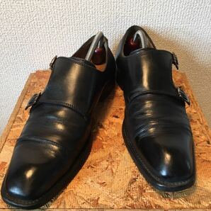 (192)G.C.morelli ジャンカルロモレリ 【41(26cm相当)】黒 ダブルモンクストラップ ストレートチップ ビジネスシューズ 革靴 紳士靴の画像2
