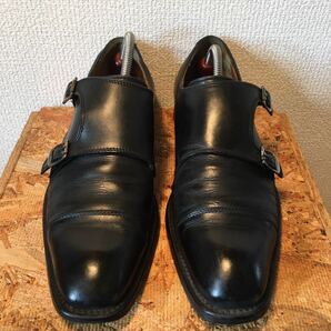 (192)G.C.morelli ジャンカルロモレリ 【41(26cm相当)】黒 ダブルモンクストラップ ストレートチップ ビジネスシューズ 革靴 紳士靴の画像3