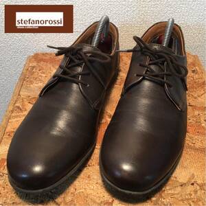 (216)stefanorossi ステファノロッシ【39(24.5cm相当)】焦茶 外羽根 プレーントゥ ビジネスシューズ 革靴 紳士靴