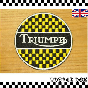 英国 インポート ワッペン TRIUMPH トライアンフ カフェレーサー CAFERACER ROCKERS ロッカーズ チェッカーフラッグ イギリス UK GB 317