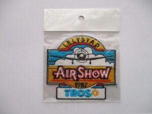 【送料無料】80s LELYSTAD AIR SHOW 1987 TROSワッペン/航空ショー飛行機PATCHアクロバット刺繍ビンテージ セスナUSA航空機パッチ H1