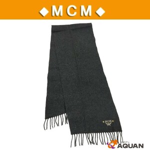 セール レターパックライト発送 送料無料 MCM エムシーエム マフラー ストール メンズ 男女兼用 ウール チャコールグレー aq695