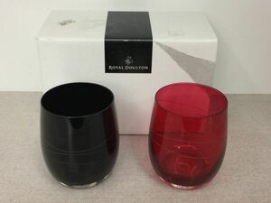 kys1488　ROYAL DOULTON ロイヤルドルトン ペアカラーグラス　ブラック&レッド 　MR