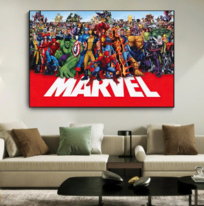  C183 マーベル キャラクター集合 オールスター スパイダーマン キャンバスアートポスター 50×70cm イラスト インテリア 海外製 枠なし