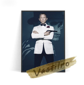  C2352 ダニエル・クレイグ Daniel Craig CMG 007 キャンバスアートポスター 50×70cm イラスト インテリア 雑貨 海外製 枠なし D