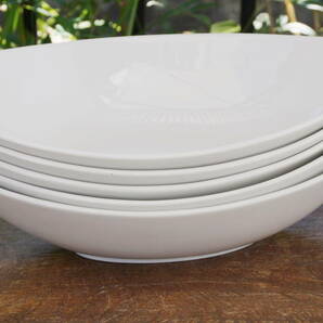 白い食器30.0cm ディープ カヌーボウル ５枚セット 舟形 カレー皿 パスタ皿 カフェ 白 ポーセラーツ 業務用 の画像1