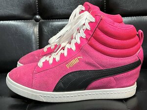 プーマ クラシック ウェッジ ハイカット インヒール スニーカー 24.5cm ピンク スエード PUMA classic wedge