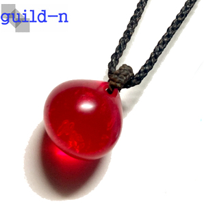 guild-n ★ レジン 赤 レッド 宝珠 オーブ型 ペンダント ワックスコード ロー引き紐 蝋引き紐 コンチョ ミサンガ チョーカー ネックレス