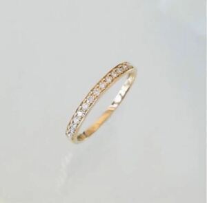  new goods 18 gold diamond half Eternity ring ring K18.. delicate small . pink gold 