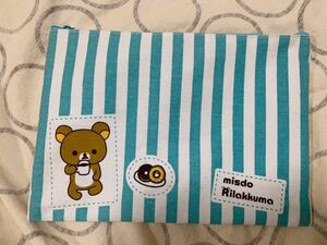  used mistake do× Rilakkuma stripe . lovely Flat pouch mint blue × eggshell white 