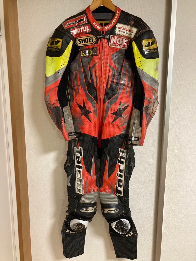 紺×赤 RS-TAICHI RSタイチ レーシングスーツ 革ツナギ Lサイズ - 通販