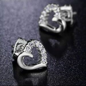 AAACZ Heart Diamond Pierce Platinum закончил антиаллергические серьги сердца высококачественный подарок симпатичная бесплатная доставка