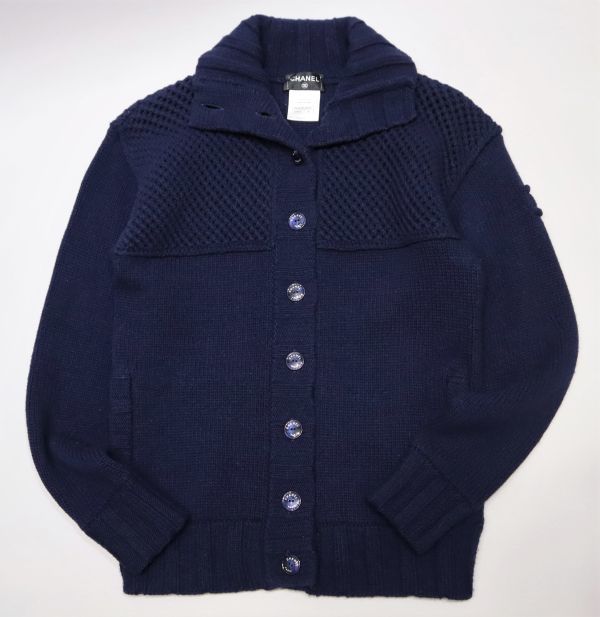 良品 CHANEL シャネル P44571 ウール カシミヤ ロゴ ボタン ココマーク