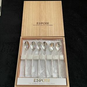 ESPOIR ティースプーン　6本 木箱入り　THE HIGHEST QUALITY TABLEWARE カトラリー　スプーン　シンプル　マーティン