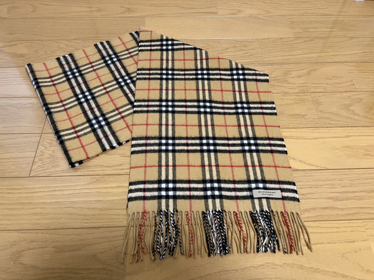 BURBERRY バーバリー マフラー カシミア100% 薄いベージュ系 送料無料