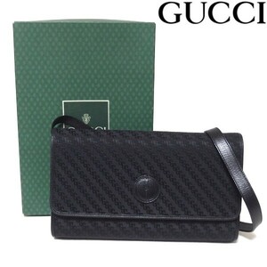 未使用？★GUCCI GGロゴ キャンバス レザー 2Way ショルダー クラッチバッグ 黒 ヴィンテージ オールドグッチ グッチ 訳有★