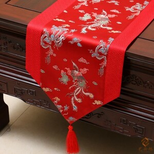  table Runner phoenix design China manner glistening color tone ta with a self-starter ( red )