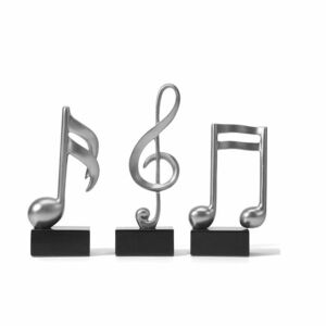 置物 音楽記号 シンプル シック 角型の土台付き (シルバー×3個セット)