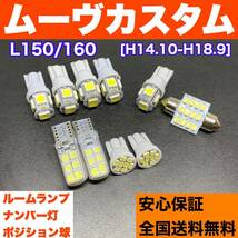 L150/160 ムーヴカスタム(ムーブ) 適合交換バルブセット ウェッジ球 ルームランプ＋スモールライト＋ナンバー灯 T10 LED ホワイト ダイハツ_画像1