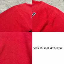 90s Russel Athletic ラッセルアスレチック スウェット トレーナー カレッジロゴ コーネル ラバープリント 前Vガゼット 玉FL2252_画像9