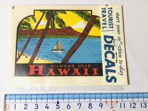 ★1960年代・当時物・デッドストック★Hawaiian・ハワイ・ダイヤモンドヘッド★ステッカー★未使用品・送料込み★i