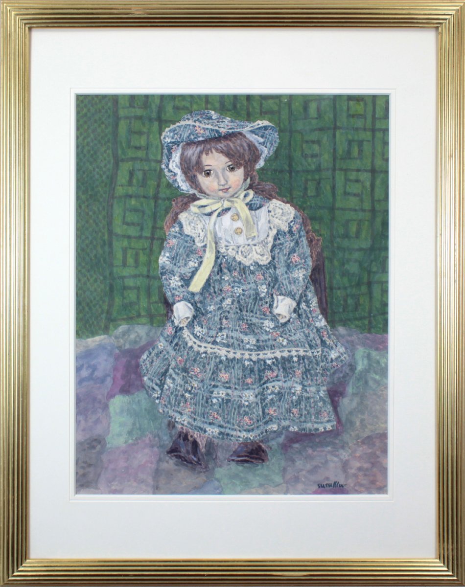 Susumu Sato Doll (Floral Pattern) Watercolor Painting [Authentic Guaranteed] Painting - Hokkaido Gallery, Painting, watercolor, Still life