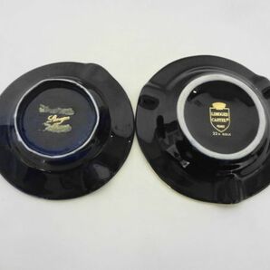 AN23-013 LIMOGES リモージュ カステル フランス製 灰皿 2個 セット 金彩 陶磁器 ロココ調 ゴールド ブルー 喫煙 洋風 雑貨 使用感ありの画像2