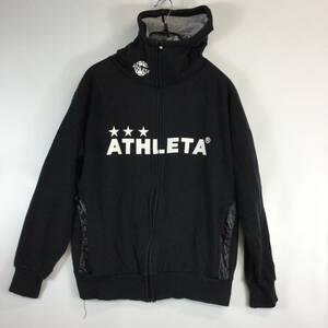 アスレタ ATHLETA フルジップパーカー Lサイズ スウェット ナイロン切り替え ブラック系