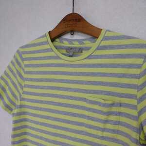  United Arrows border T-shirt gray green L