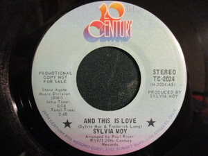 Sylvia Moy ： And This Is Love 7'' / 45s (( Lady Soul レディーソウル )) c/w Time Is Running Out (( 落札5点で送料無料