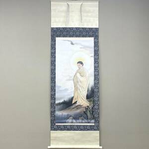 Art hand Auction ★Closing sale! ★Sold out for 1 yen! ★Can be shipped together ★Hanging scroll ★Hara Keisui ★Descent of Buddha ★Authentic work ★Comes with paulownia box ★Authenticity guaranteed ★189×62 ★Long-term storage item, painting, Japanese painting, person, Bodhisattva