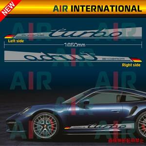 ☆’23【AIR int'l製品】　PORSCHE 『PORSCHE turbo』 サイド デカール ステッカー 7色選択可能 左右2枚set（ポルシェ ターボ）