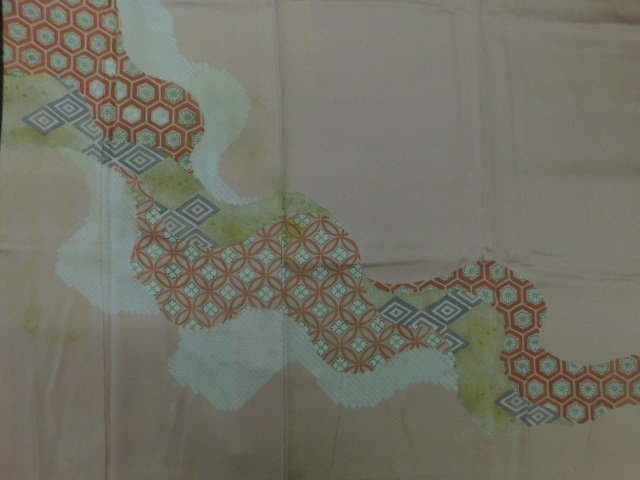 [राकुफू] P21233 हाथ से पेंट किया हुआ युज़ेन और टाई-डाईड त्सुकेसेज लाइन वाला क, पहनावा, महिलाओं की किमोनो, किमोनो, त्सुकेसगे