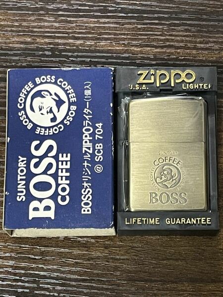 zippo ボス コーヒー ゴールド BOSS COFFEE GOLD 1995年製 SUNTORY 年代物 デットストック 専用プラケース 保証書
