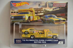 Hot Wheels ’72 PLYMOUTH CUDA FUNNY CAR RETRO RIG ＃4 Snake ★ HW ホットウィール トランスポート プリムス キューダ ファニー カー